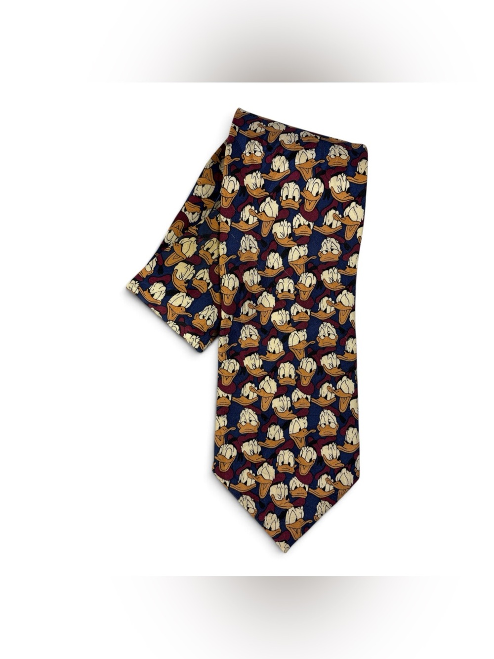 Vintage Disney Store Donald Duck Silk Neck Tie Men's Navy Blue Character Print